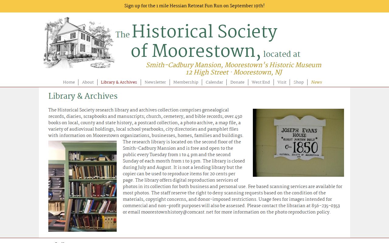 Moorestown city directory research at the Historical Society library