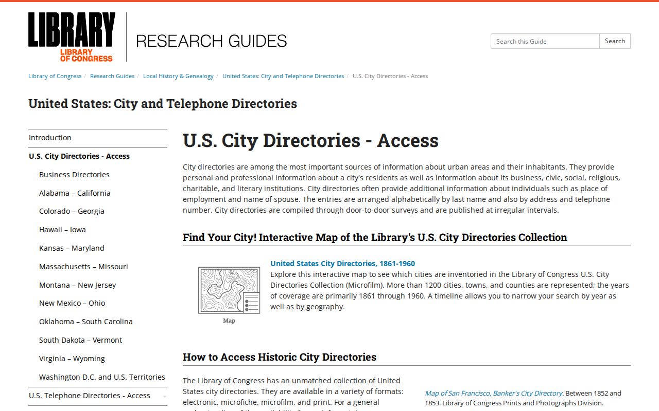 Moorestown city directory guidance from the Library of Congress