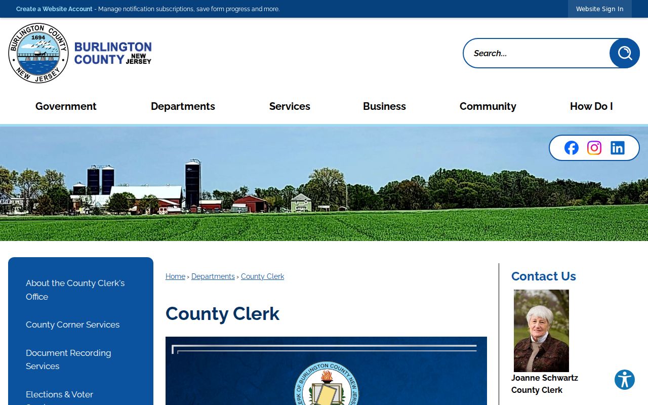 Moorestown residents directory Burlington County Clerk page