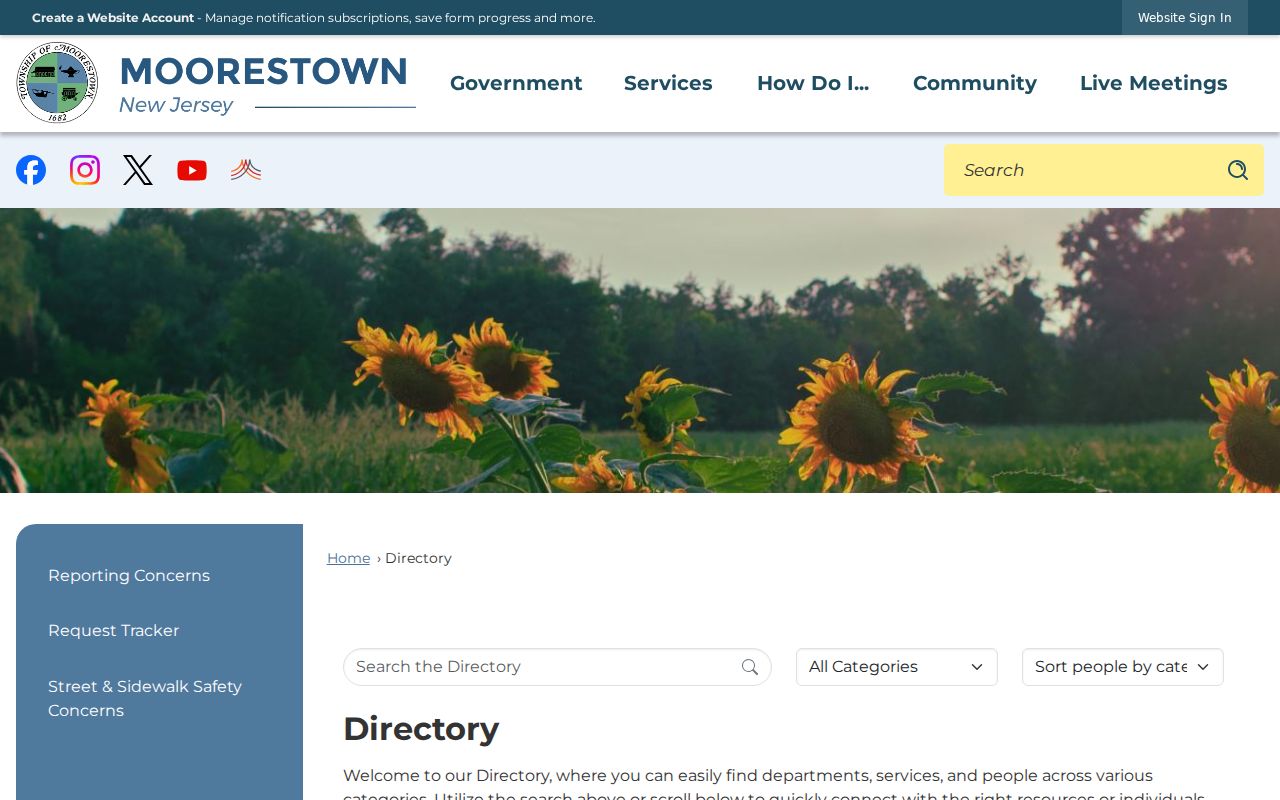 Moorestown residents directory municipal staff directory search