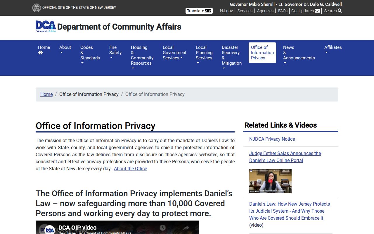 Moorestown previous residents privacy guidance from the New Jersey Office of Information Privacy