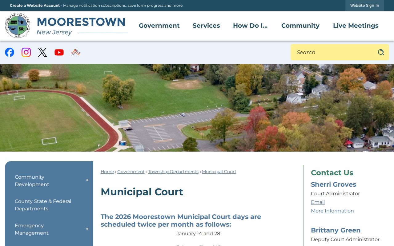 Moorestown resident lookup Municipal Court information page
