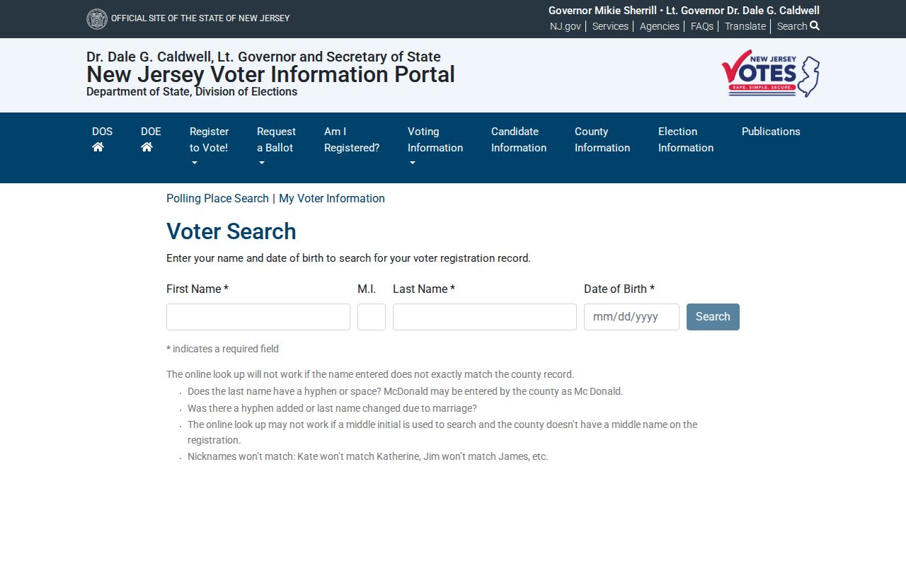 Moorestown resident lookup New Jersey voter registration check form