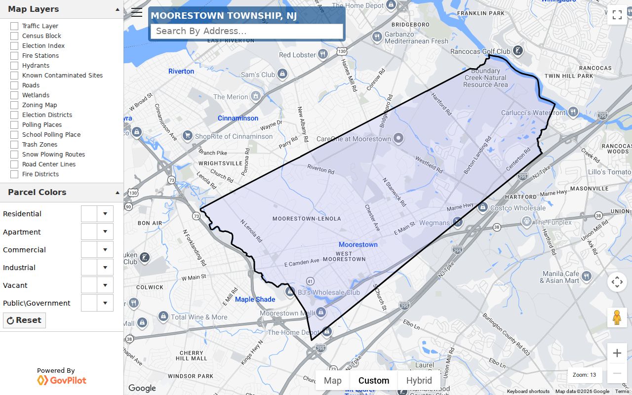 Moorestown street directory GovPilot parcel viewer