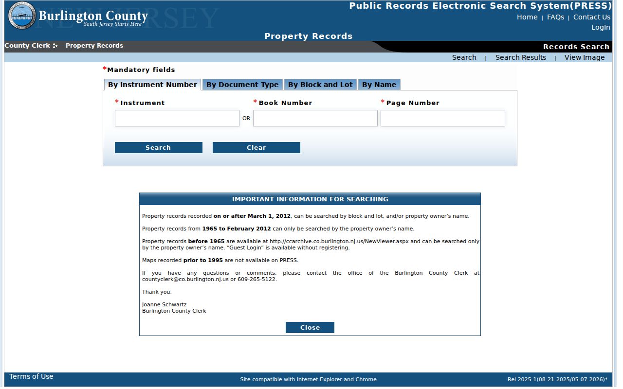 Moorestown street directory Burlington County PRESS property record search